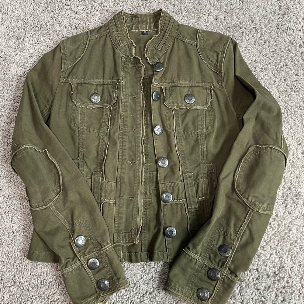 Army Green Long Sleeve Jacket Women M